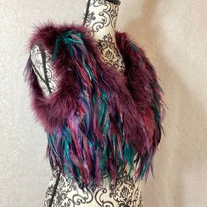 Fuzzy Peacock Feather Crop Vest